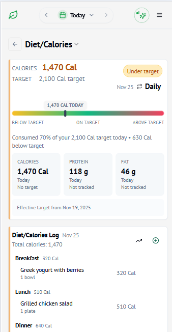 Calories detail preview